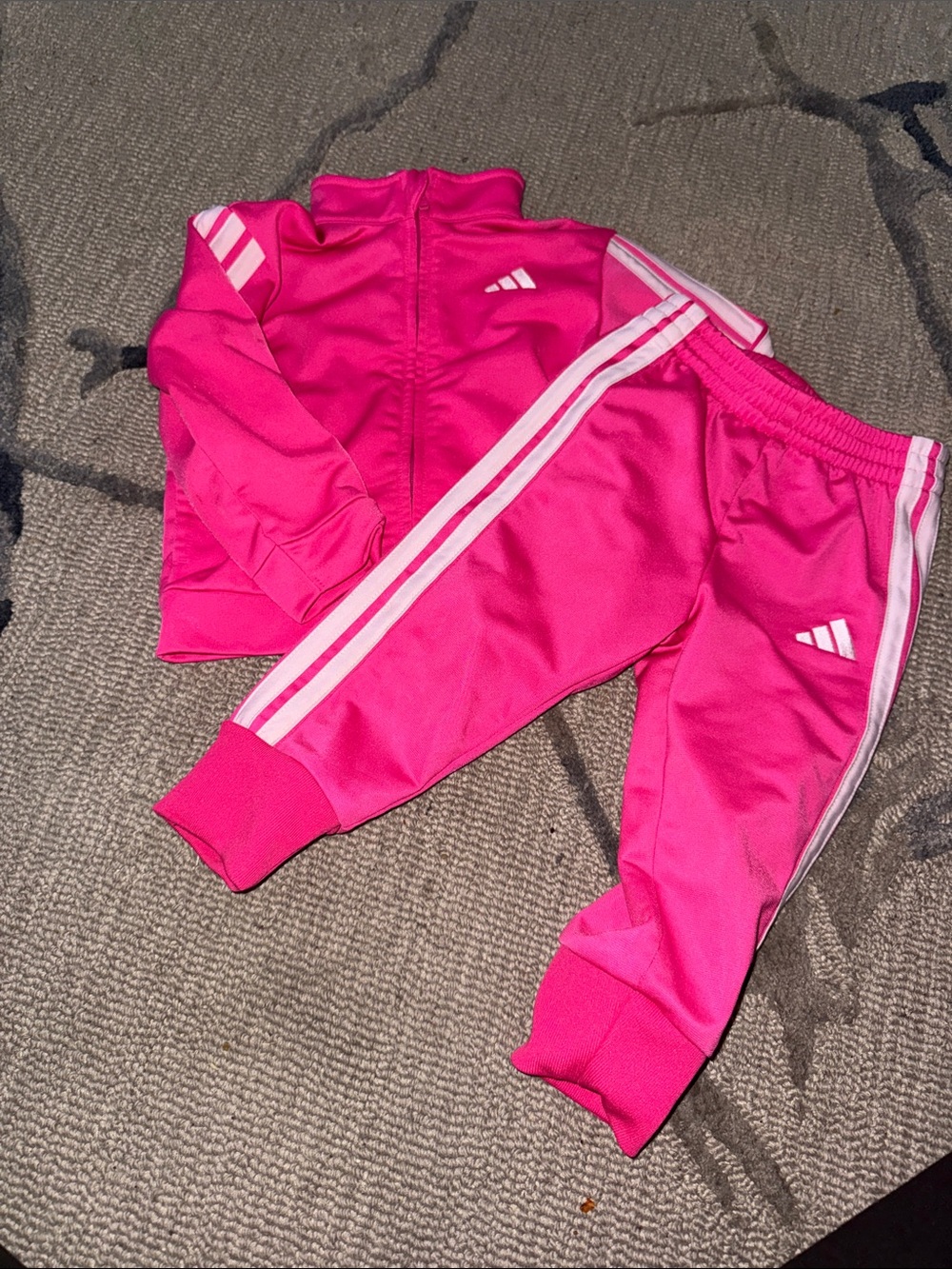 adidas Girls Hot Pink Track Joggers with White Stripes